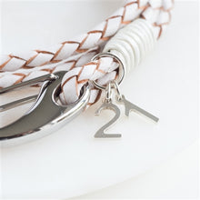 Carica l&#39;immagine nel visualizzatore di Gallery, Special milestone birthday white leather wristband
