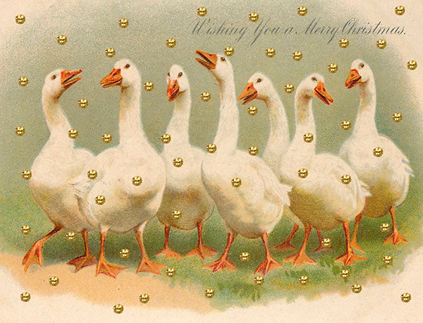 Seven geese - Little glitter Christmas card