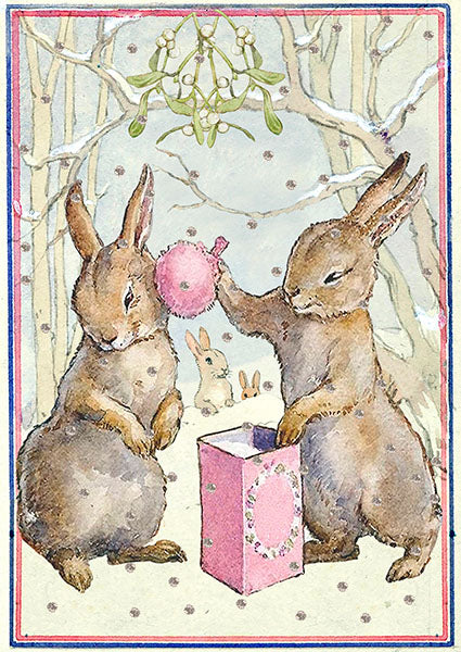 Pink puff - Glitter Christmas card