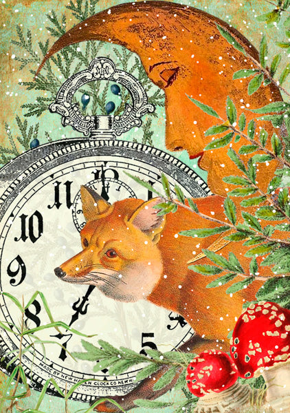 The moon the clock & the fox - Christmas card