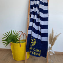 Load image into Gallery viewer, French Riviera jacquard velour terry beach towel
