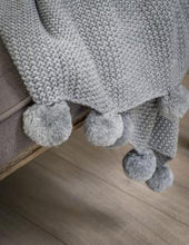 Load image into Gallery viewer, Gray pom pom throw
